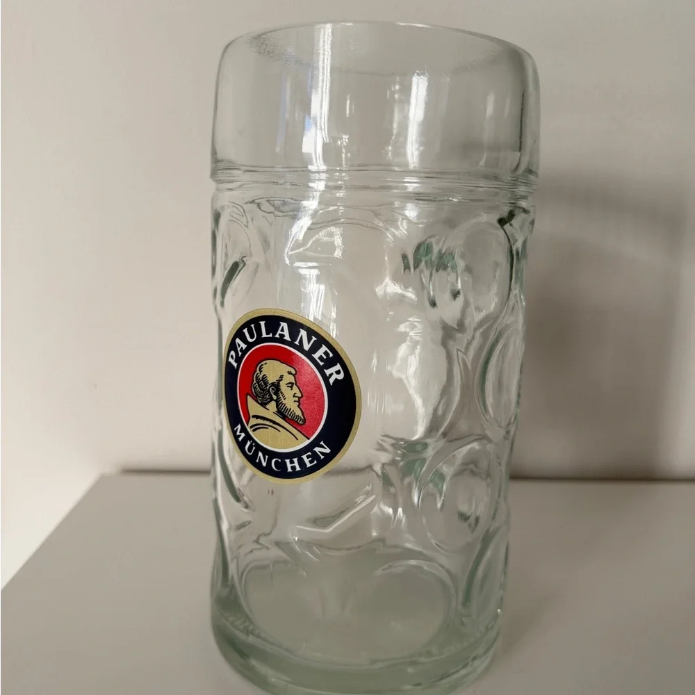 Clear Glass Beer Stein Paulaner Munchen Germany 🇩🇪